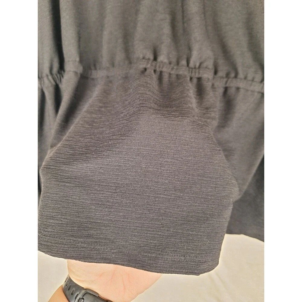 Michael Kors Women’s 1X Top Black Crepe V Neck Surplice Elastic Waist Bell 3/4